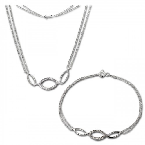 SilberDream Schmuckset Oval Zirkonia Kette Armband 925 Silber SDS425W