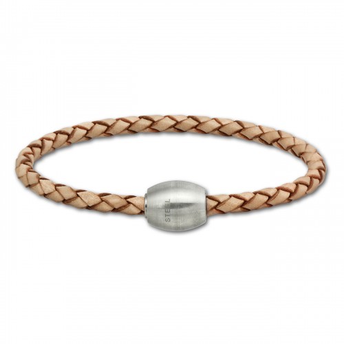 SilberDream Leder Armband 21cm natur mit Edelstahl Verschluss LS1492