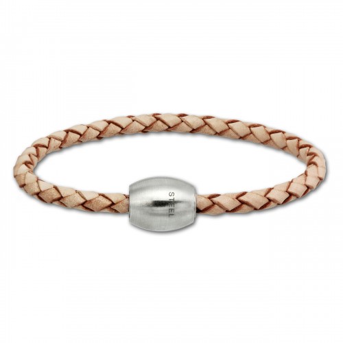 SilberDream Leder Armband 19cm natur mit Edelstahl Verschluss LS1491