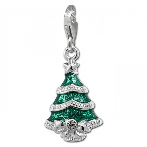 SilberDream Charm Weihnachtsbaum 925 Silber Armband Anhänger FC849G