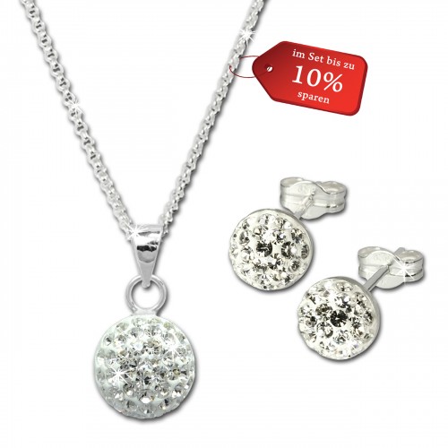 SilberDream Glitzer Set Wei Kette Anhnger Ohrringe 925 Silber GSS053W