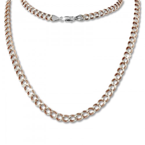 SilberDream Collier Kette Panzer Rose vergoldet 925er Damen 45cm SDK21445E