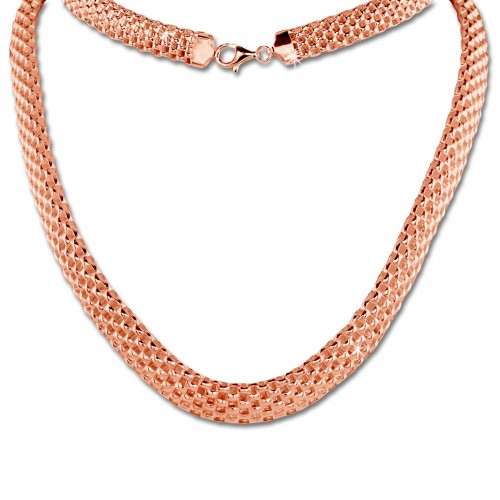 SilberDream Collier Kette Geflecht Rose vergoldet Damen 45cm SDK22045E