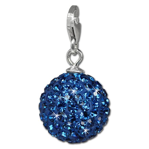 SilberDream Glitzer Charm Kugel blau Swarovski Elements GSC218B