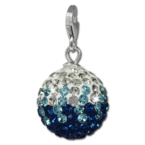 SilberDream Glitzer Charm Kugel blauwei Swarovski Elements GSC219B