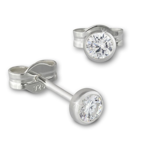 SilberDream Ohrringe Zirkonia wei 3mm 925 Silber Ohrstecker SDO5533W
