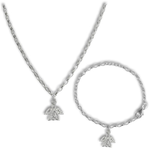 SilberDream Kinder Schmuck Set Engel Zirkonia weiß 925 Silber SDS19W