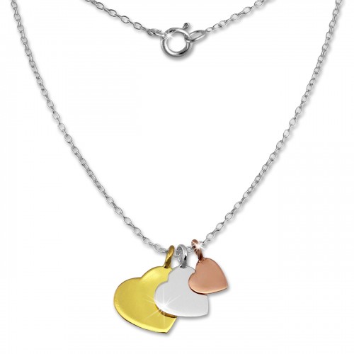 SilberDream Kette 3 Herzen vergoldet 925er Silber 45cm Halskette SDK8001F