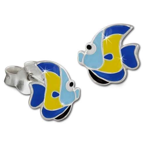 Kinder Ohrring Fisch blaugelb Ohrstecker 925 Kinderschmuck TW SDO8126B