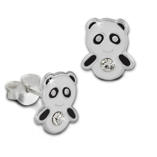 Kinder Ohrring Panda schwarzwei Silber Ohrstecker Kinderschmuck TW SDO8125S