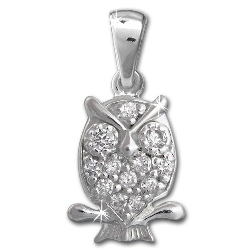 SilberDream Ketten Anhnger 925 Silber Eule mit weien Zirkonia SDH8001W