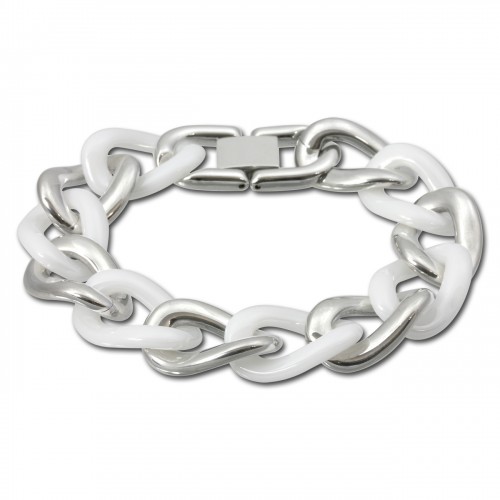 Amello Armband Keramik Panzer Big weiß Damen Edelstahlschmuck ESAX21W0