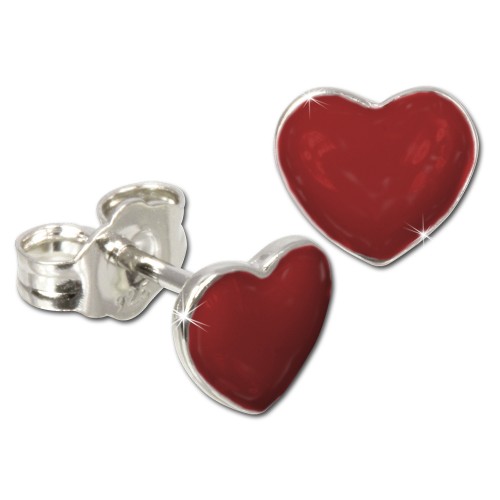Kinder Ohrring Herz rot Silber Ohrstecker Kinderschmuck TW SDO601R