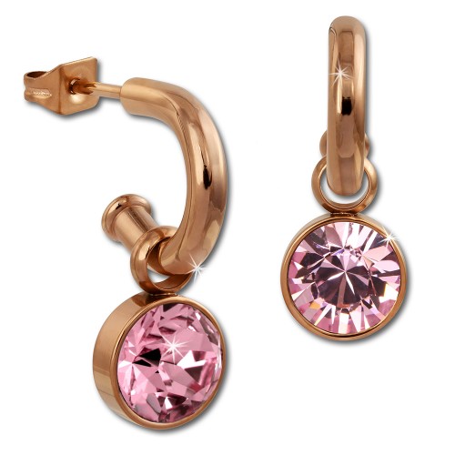 Amello Edelstahl Creole rosegold Swarovski Elements Zirkonia rosa ESOS51A