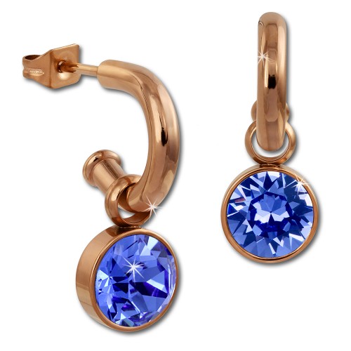 Amello Edelstahl Creole rosegold Swarovski Elements Zirkonia blau ESOS51B