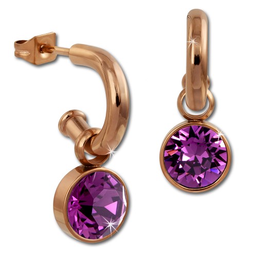 Amello Edelstahl Creole rosegold Swarovski Elements Zirkonia flieder ESOS51F