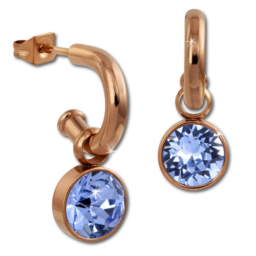 Amello Edelstahl Creole rosegold Swarovski Elements Zirkonia hellblau ESOS51H