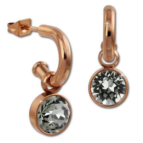 Amello Edelstahl Creole rosegold Swarovski Elements Zirkonia grau ESOS51K