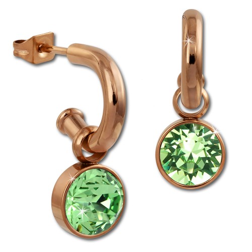 Amello Edelstahl Creole rosegold Swarovski Elements Zirkonia hellgrün ESOS51L