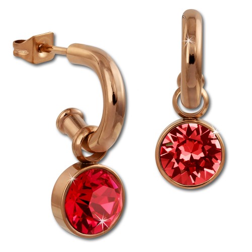 Amello Edelstahl Creole rosegold Swarovski Elements Zirkonia rot ESOS51R