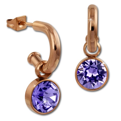 Amello Edelstahl Creole rosegold Swarovski Elements Zirkonia lila ESOS51V