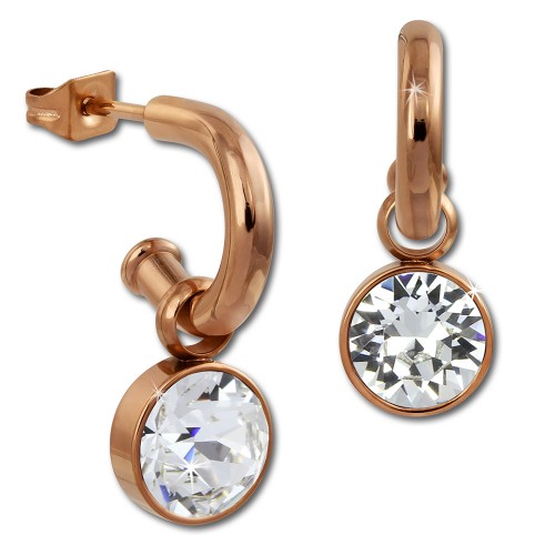 Amello Edelstahl Creole rosegold Swarovski Elements Zirkonia weiß ESOS51W