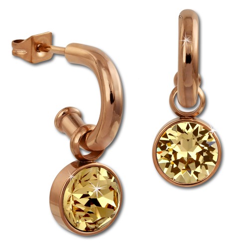 Amello Edelstahl Creole rosegold Swarovski Elements Zirkonia bernstein ESOS51Y