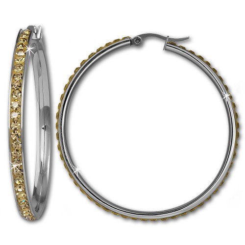 Amello Creole 50mm Edelstahl Swarovski Elements bernstein Ohrring ESOS05Y