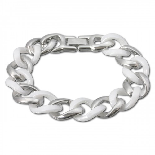 Amello Armband Keramik Panzer weiß Damen Edelstahlschmuck ESAX18W0