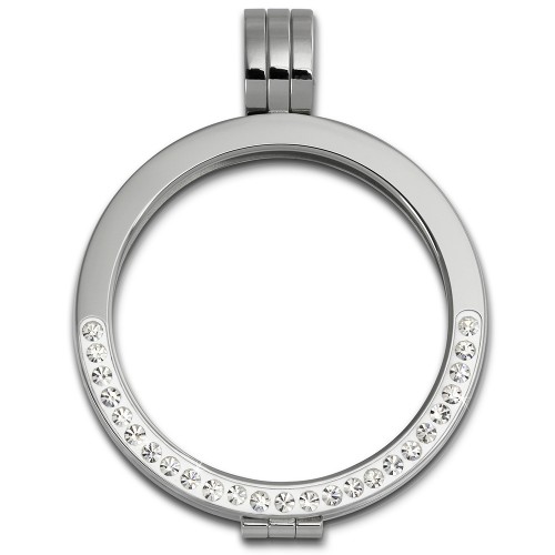 Amello Coinsfassung 30mm Kettenanhänger Zirkonia Edelstahlschmuck ESC002W