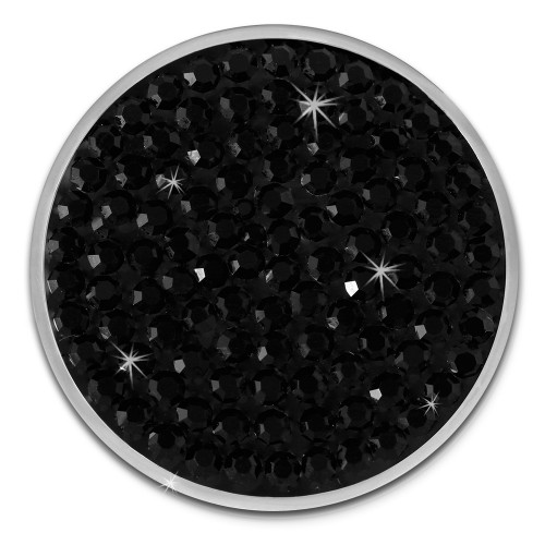 Amello Edelstahl Coin Zirkonia schwarz für Coinsfassung Edelstahlschmuck ESC301S