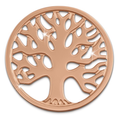 Amello Edelstahl Coin Lebensbaum rosegold für Coinsfassung Stahlschmuck ESC502E