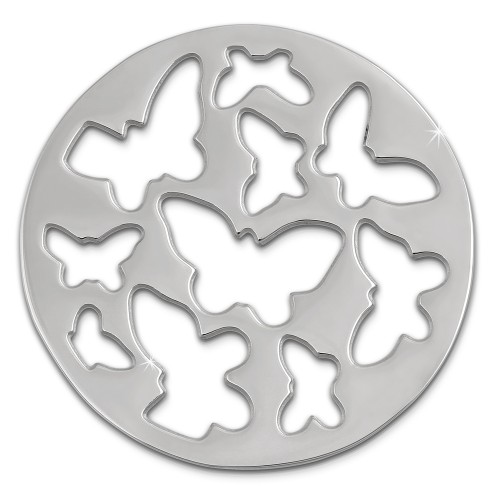 Amello Edelstahl Coin Schmetterling silber für Coinsfassung Stahlschmuck ESC503J