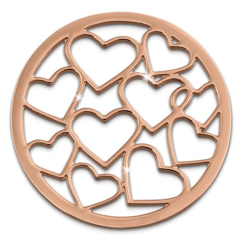 Amello Edelstahl Coin Herzen rosegold für Coinsfassung Edelstahlschmuck ESC504E