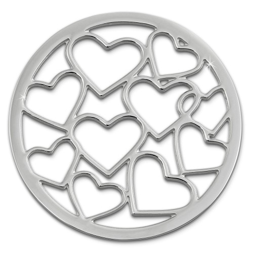 Amello Edelstahl Coin Herzen silber für Coinsfassung Edelstahlschmuck ESC504J