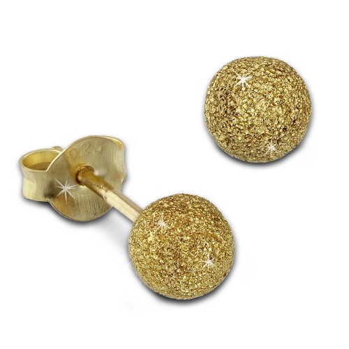 SilberDream Ohrstecker vergoldet Kugel diamantiert 925er Ohrring SDO9515Y