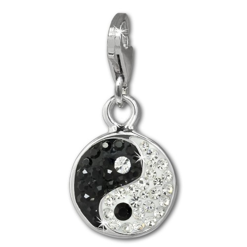 SilberDream Glitzer Charm Yin Yang schwarzweiß Zirkonia Kristalle GSC586S