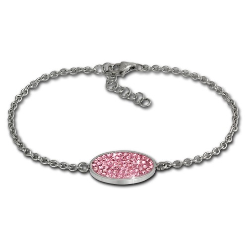 Amello Edelstahl Armband Oval 18cm rosa Damen Stahlschmuck ESAS01A