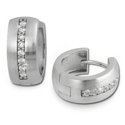 SilberDream Creole Matt Zirkonia wei 925 Sterling Silber Ohrring SDO349M