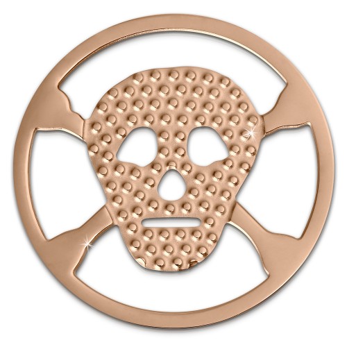 Amello Edelstahl Coin Totenkopf rosegold für Coinsfassung Stahlschmuck ESC512E