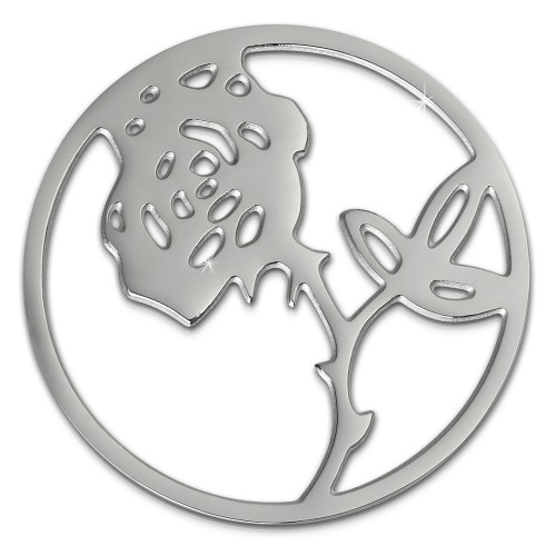 Amello Edelstahl Coin Rose silber für Coinsfassung Stahlschmuck ESC506J