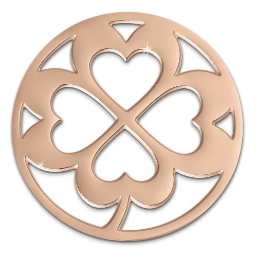Amello Edelstahl Coin Kleeblatt rosegold für Coinsfassung Stahlschmuck ESC507E