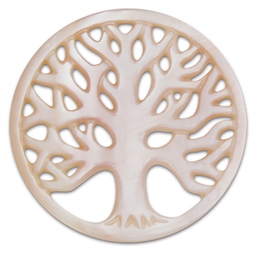 Amello Coin Lebensbaum Perlmutt rosa für Coinsfassung Stahlschmuck ESC601A