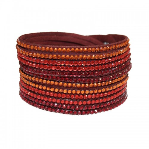 SilberDream Wickelarmband Kristall rot Armband im Lagenlook SDA040D
