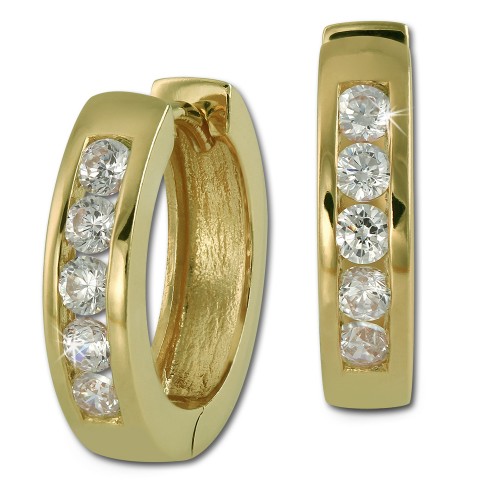 SilberDream Creole vergoldet Zirkonia wei Ohrring 925 Silber Schmuck SDO0045WY