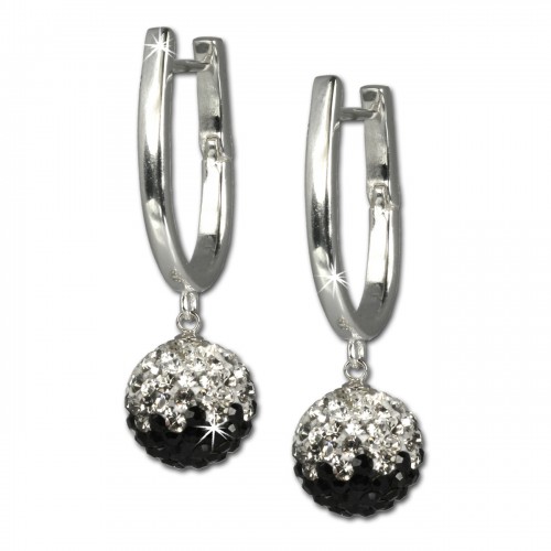 SilberDream Glitzer Creole Swarovski Elements schwarz weiß 925 Silber GSO011S