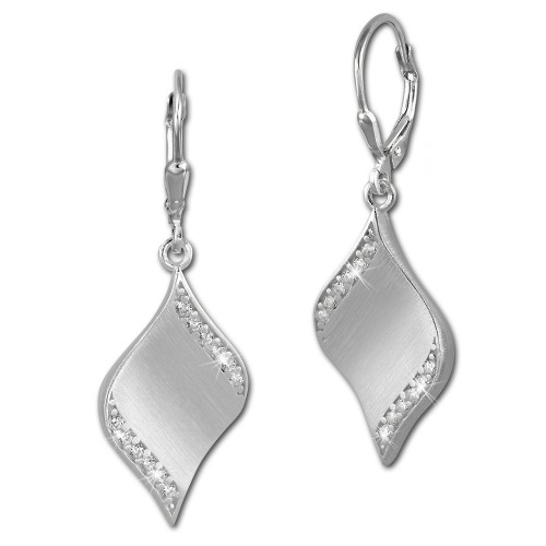 SilberDream Ohrhnger Welle Zirkonia wei 925 Silber Ohrring SDO363M