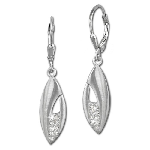 SilberDream Ohrhnger Blatt Zirkonia wei 925 Silber Damen Ohrring SDO355M