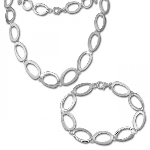 SilberDream Schmuck Set Oval offen Collier Armband Damen 925 Silber SDS433