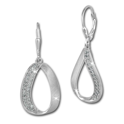 SilberDream Ohrhnger Oval Zirkonia wei 925 Silber Damen Ohrring SDO371W